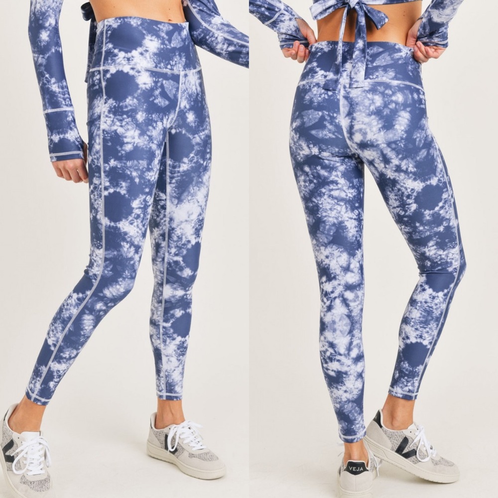 Blue Tie-Dye Highwaist Leggings - Size Small